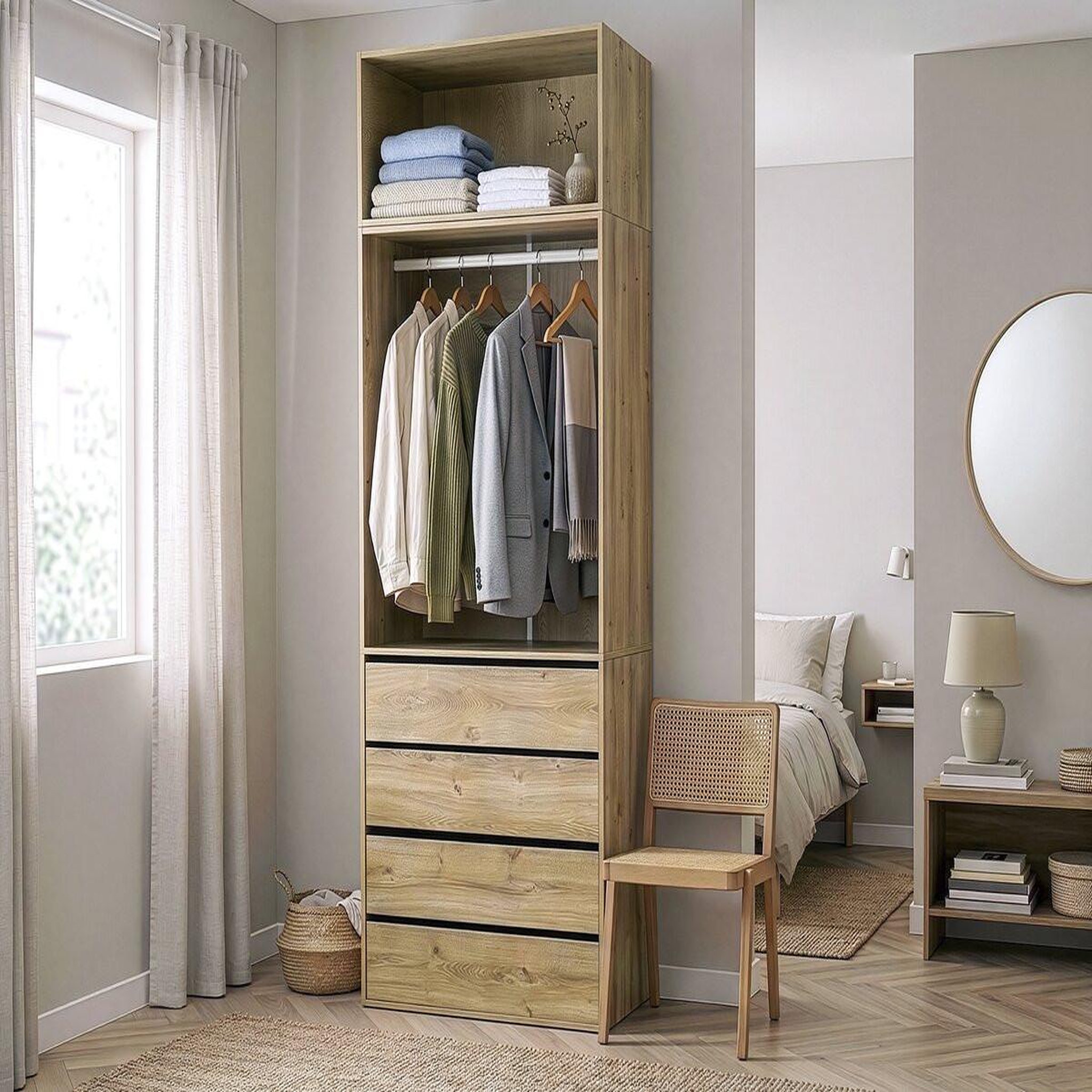 Voir la diapositive 2 : Habitat et Jardin Module de surélévation de dressing en bois  opéra  - 80 x 45 x 40 cm - beige