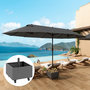 Voir la diapositive 4 : OUTSUNNY Pied de parasol carré jardinière 2 en 1 - 4 roues 2 freins - 50 x 50 x 46 cm - métal galvanisé gris