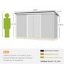 Voir la diapositive 3 : OUTSUNNY Abri de jardin - remise pour outils - cabanon portes verrouillables - dim. 2,8L x 1,3l x 1,72H m - tôle d'acier gris vert