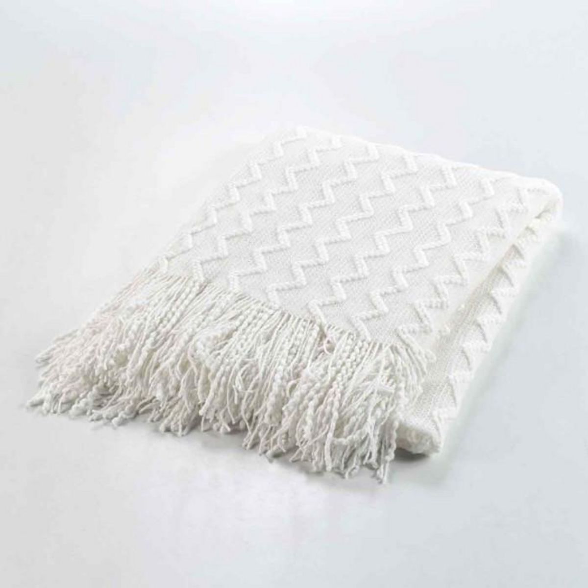 Paris Prix Plaid à Franges  Melinda  125x150cm Blanc