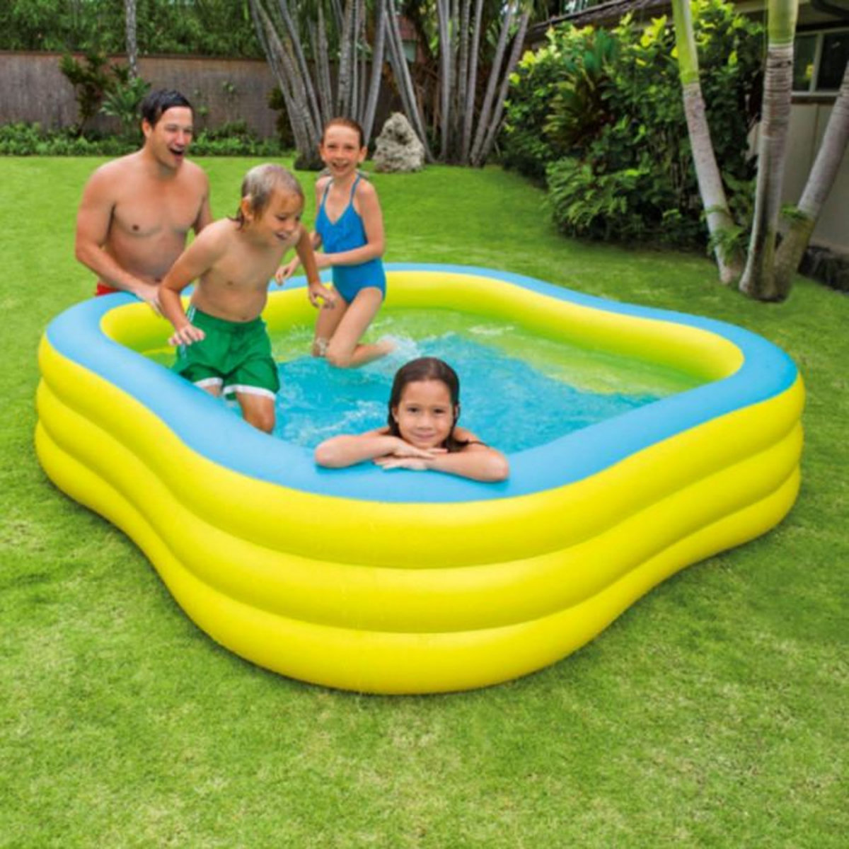 INTEX Piscine Gonflable Carrée  Hublot  Jaune