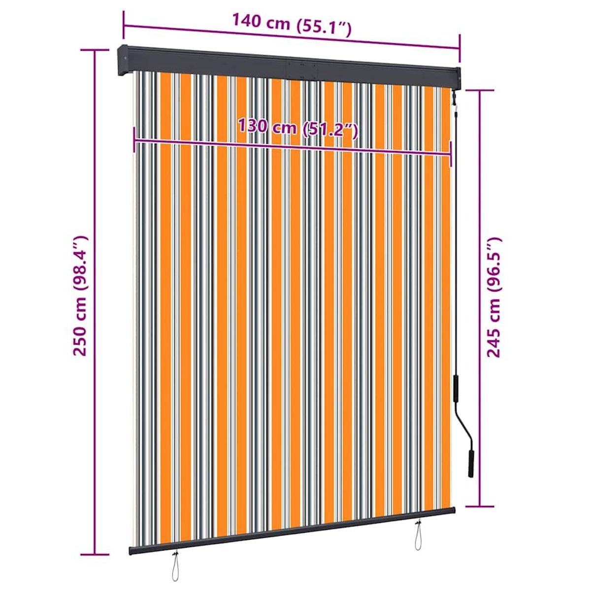 VIDAXL Store roulant d'exterieur 140x250 cm Jaune et bleu