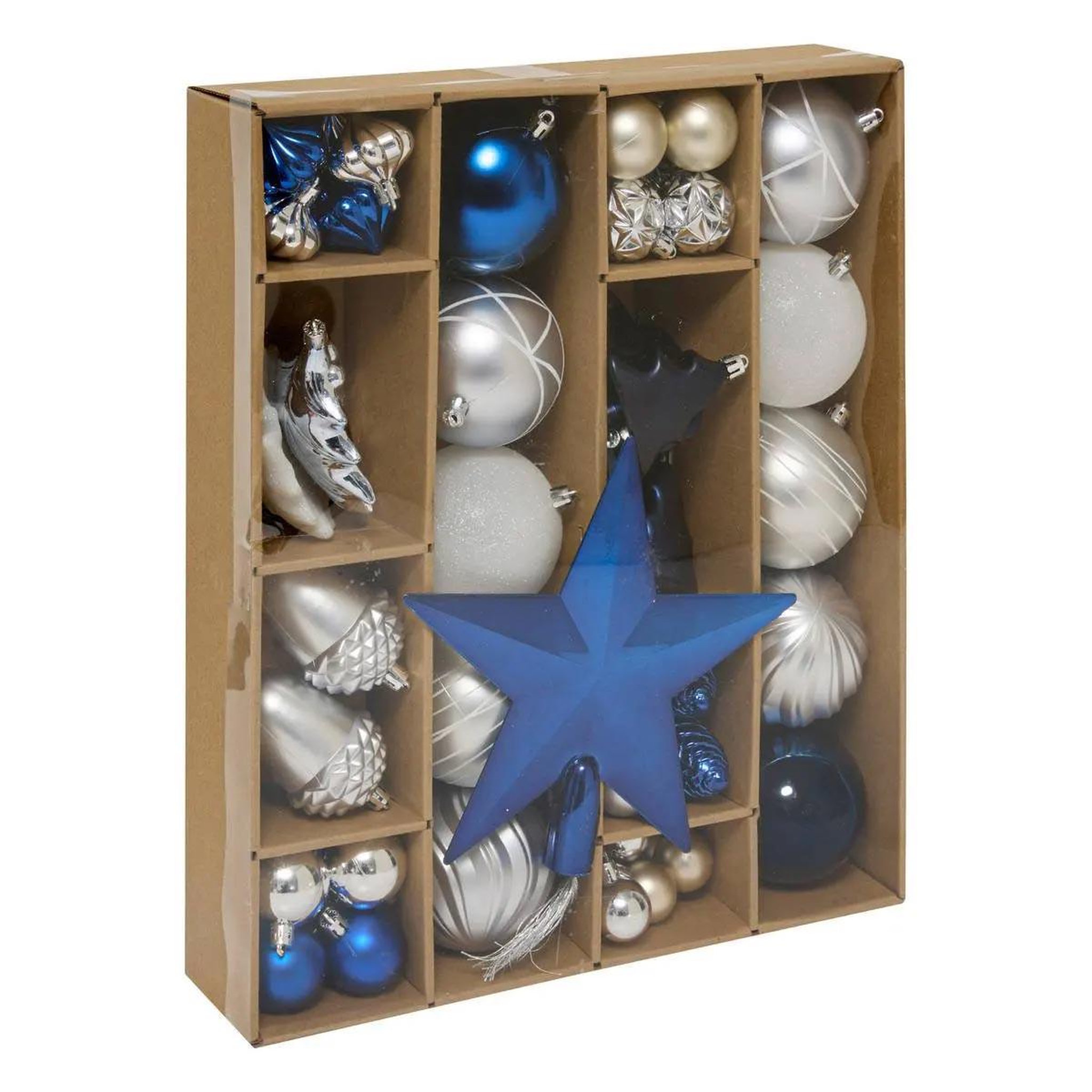 ATMOSPHERA Kit 60 pièces déco de noël  quiet times  34cm bleu & argent
