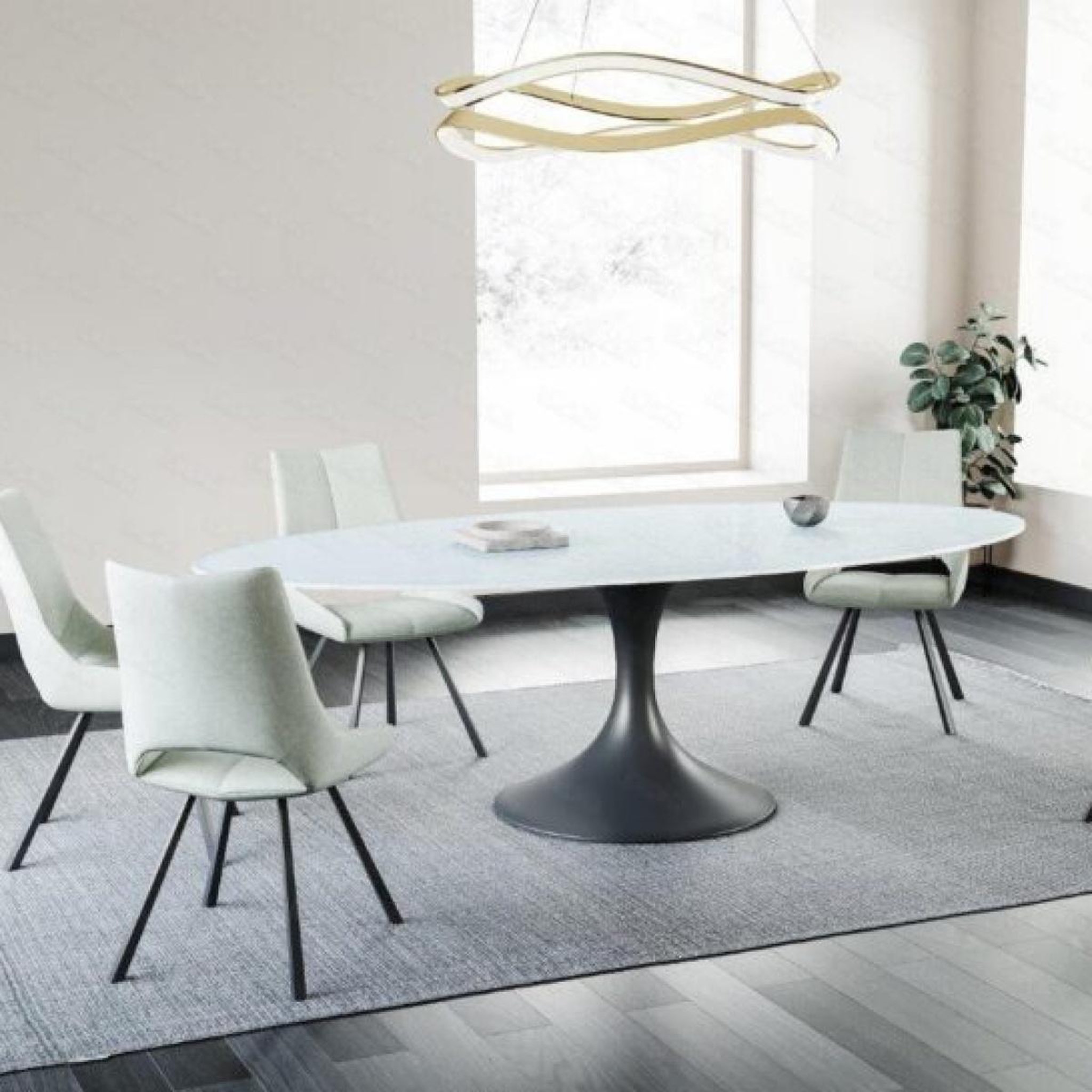 Voir la diapositive 3 : JLC KREATION Table forme irrégulière blanche et noir 280 cm calisia