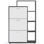 Voir la diapositive 3 : ID MARKET Meuble à chaussures 18 paires KLARK gris 3 portes blanches avec étagère