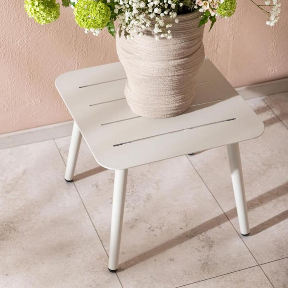Paris Prix Table d'Appoint de Jardin Carrée  Lina  40cm Beige