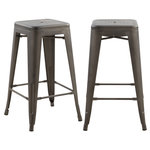 Rendez vous déco Lot de 2 tabourets pour îlot central 66 cm en métal gris mat-Indus