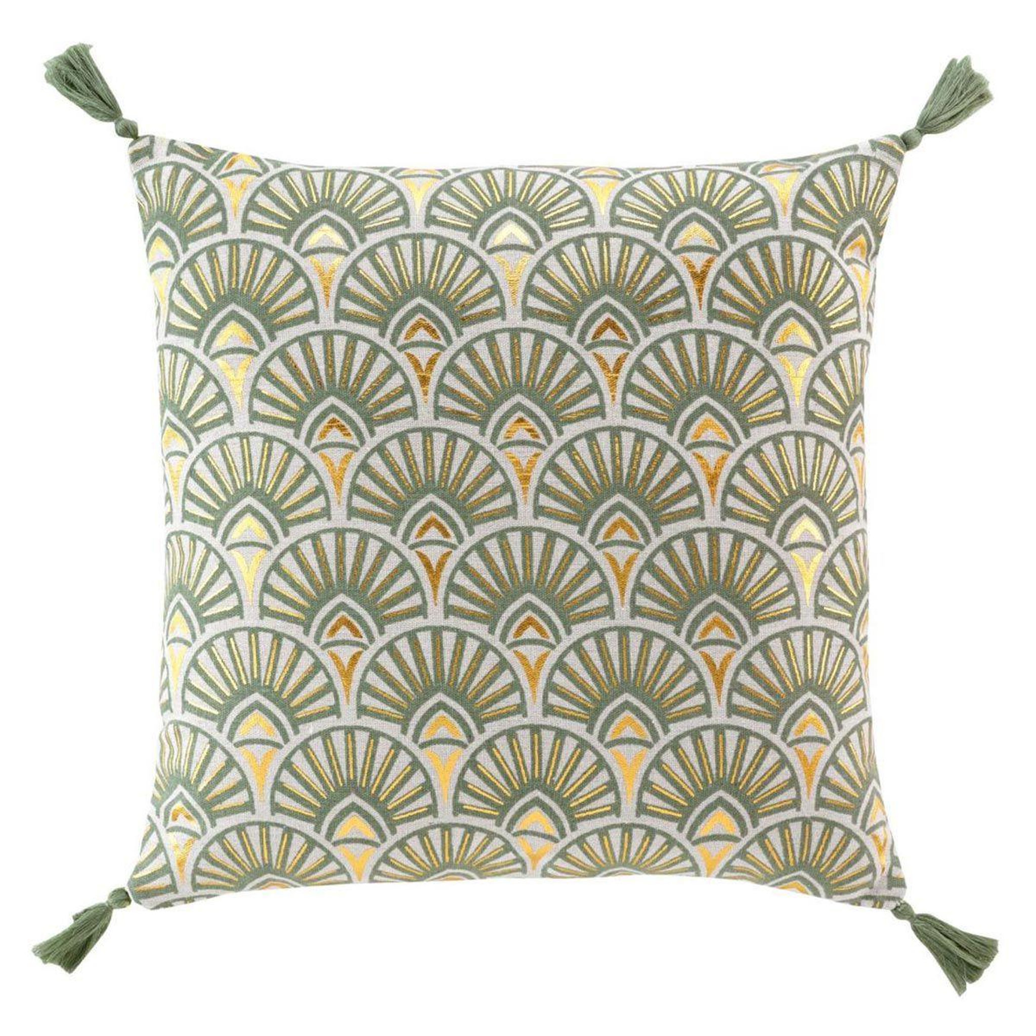 Douceur d'Intérieur Coussin déco pompons  icare  45x45cm vert