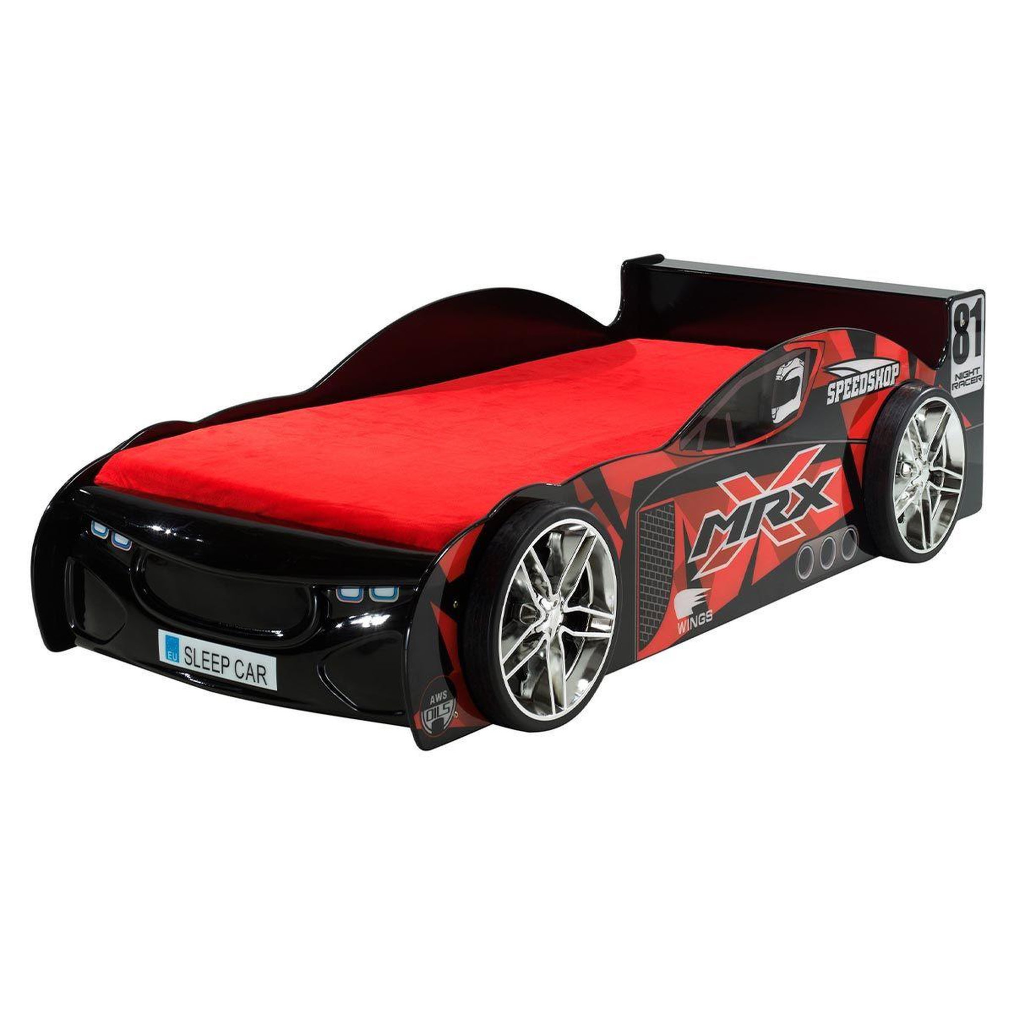 Paris Prix Pack - lit enfant voiture & matelas  mrx  90x200cm noir
