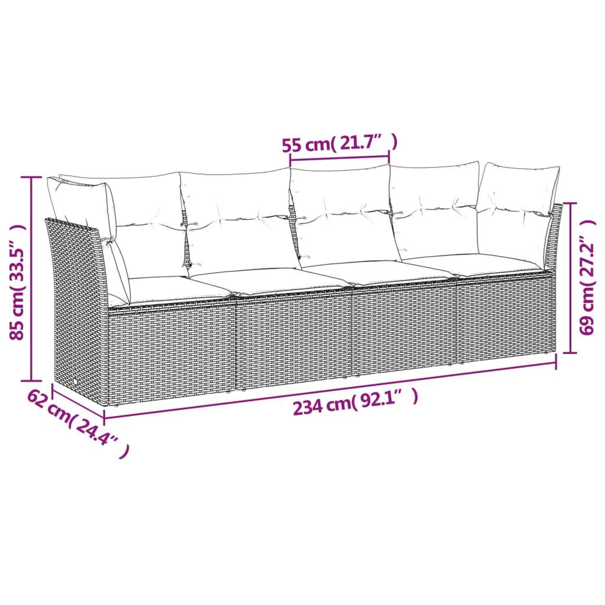 Voir la diapositive 4 : VIDAXL Salon de jardin 4 pcs avec coussins gris resine tressee
