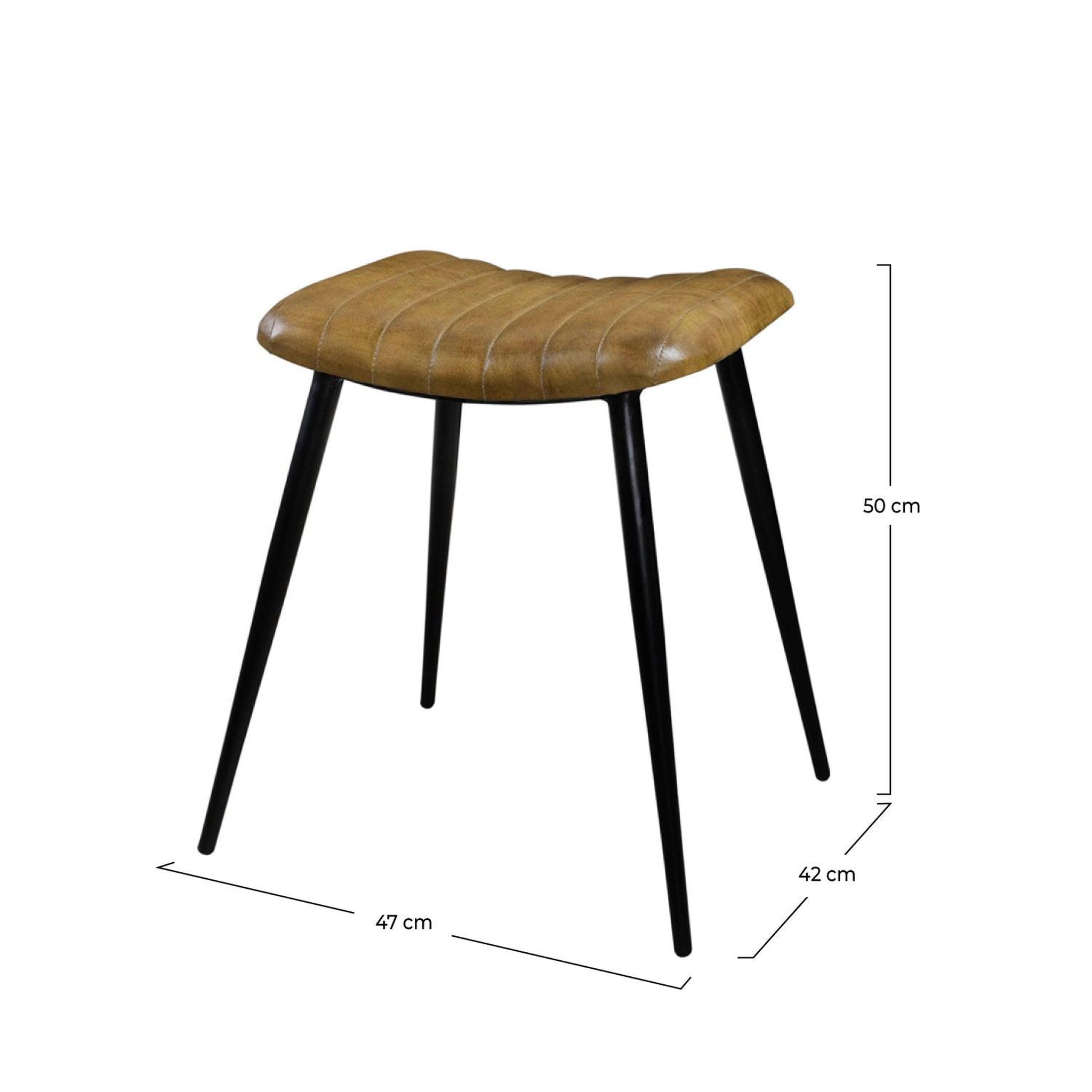 Voir la diapositive 4 : MAISON PAVANE Tabouret en cuir camel matelassé-bidar