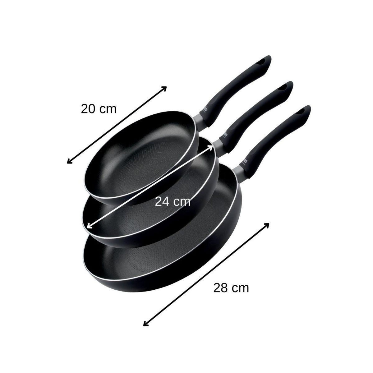 ELO Set de 3 poêles à frire 20 cm 24 cm et 28 cm fond en nid d'abeille et doseur d'huile Elo Smart Life