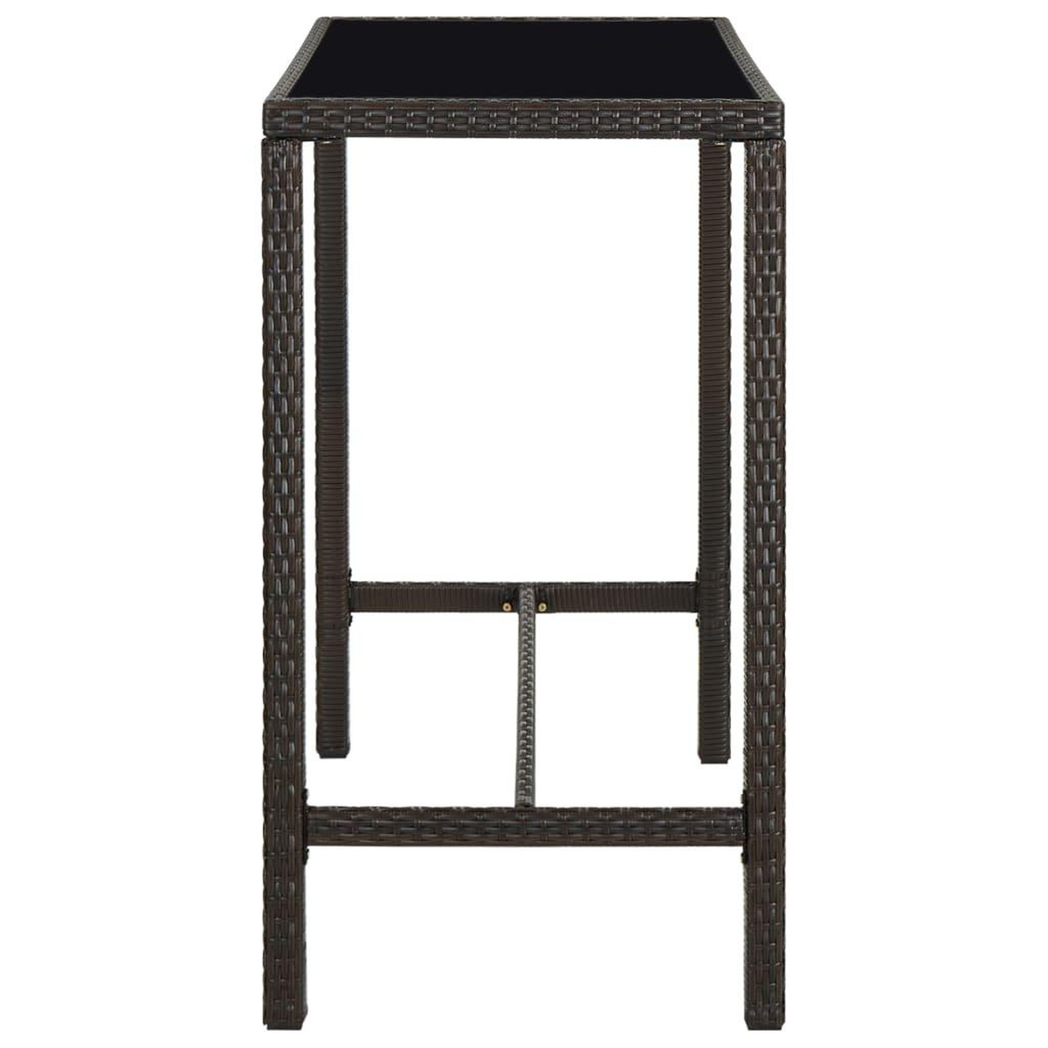 Voir la diapositive 3 : VIDAXL Table de bar de jardin Marron 130x60x110cm Resine tressee verre
