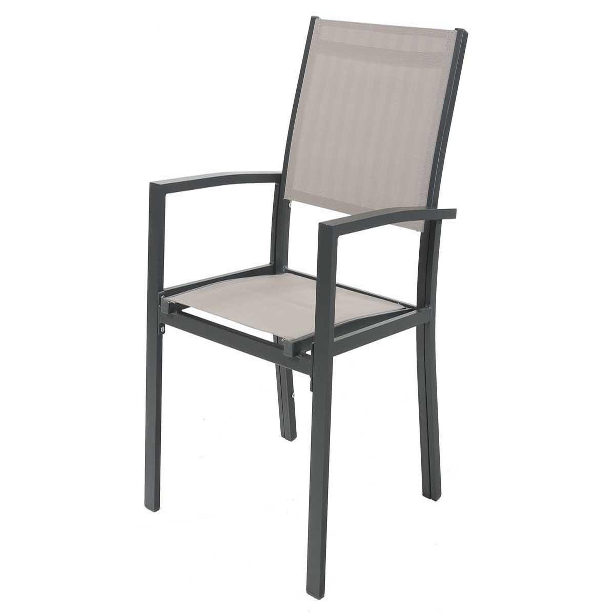 Voir la diapositive 3 : Habitat et Jardin Fauteuil jardin alu/textilène  tropic  - phoenix - taupe - lot de 2