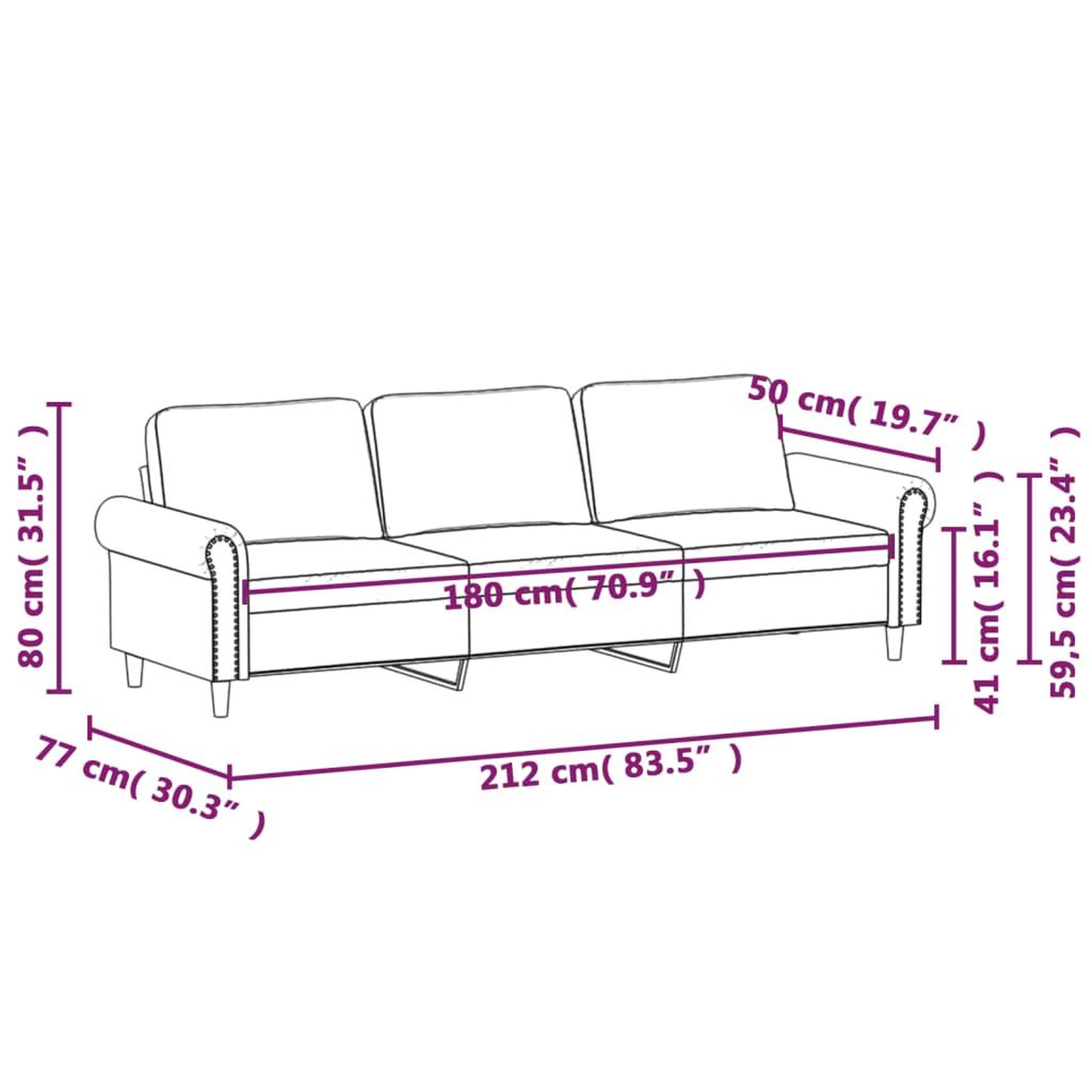 Voir la diapositive 6 : VIDAXL Canape a 3 places Gris clair 180 cm Velours