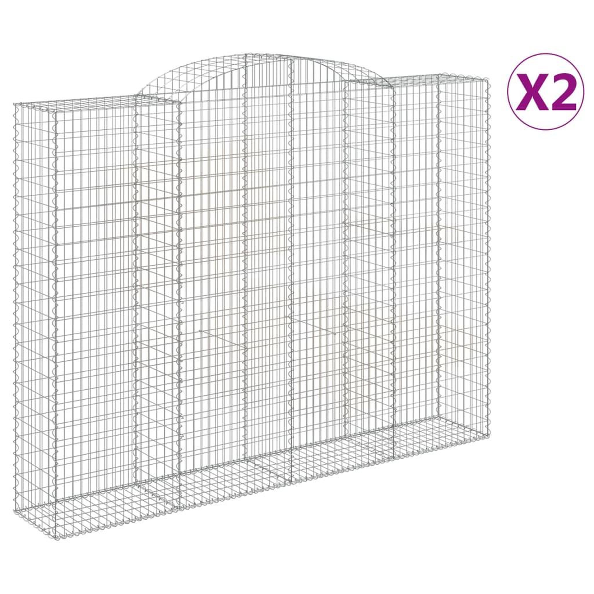 Voir la diapositive 2 : VIDAXL Paniers a gabions arques 2 pcs 300x50x220/240 cm fer galvanise