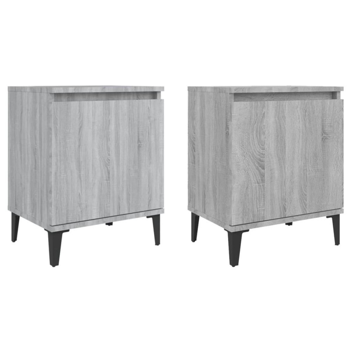 VIDAXL Tables de chevet avec pieds en metal sonoma gris 40x30x50 cm
