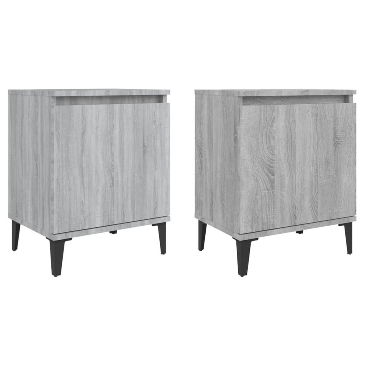 VIDAXL Tables de chevet avec pieds en metal sonoma gris 40x30x50 cm