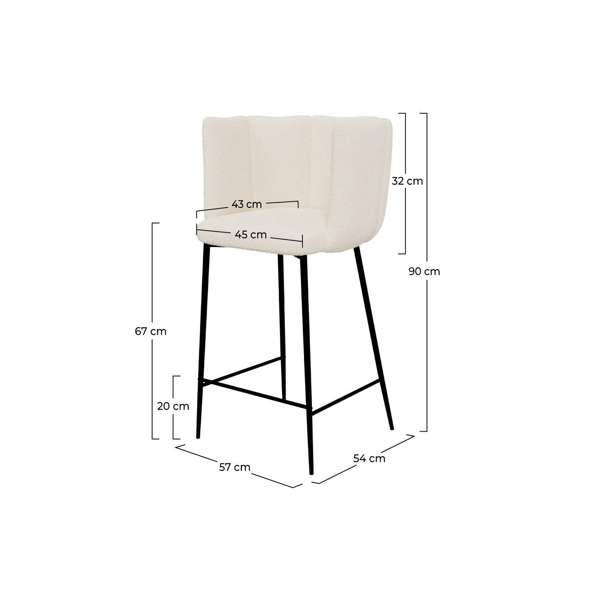Voir la diapositive 4 : MAISON PAVANE Lot de 2 chaises pour îlot central 67 cm en tissu bouclé beige-rosy