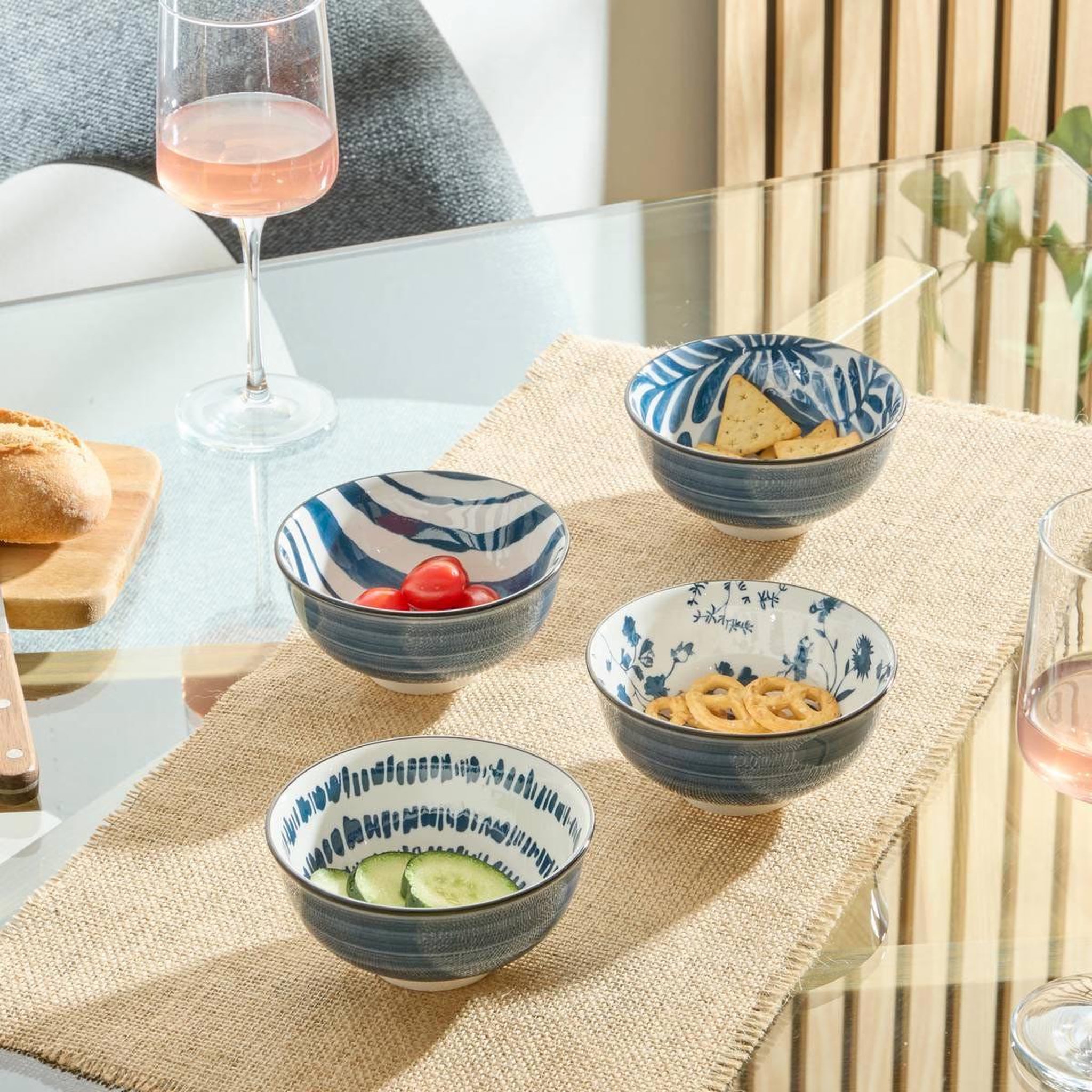 Voir la diapositive 3 : SECRET DE GOURMET Lot de 6 coupelles en porcelaine  umami feuille  11cm bleu