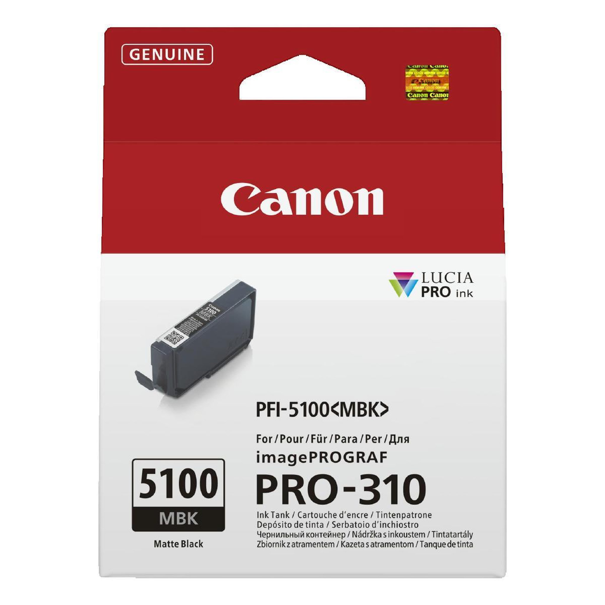 Voir la diapositive 2 : Canon Cartouche d'encre Canon PFI-5100 MBK noir mat