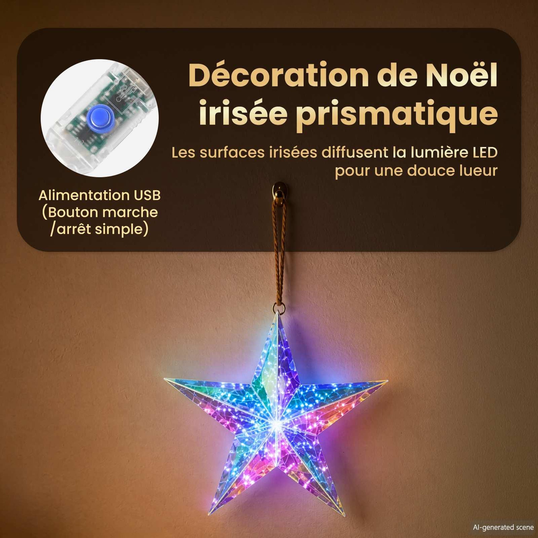 Voir la diapositive 4 : VIDAXL Etoile de Noël lumineuse LED prismatique et iridescente