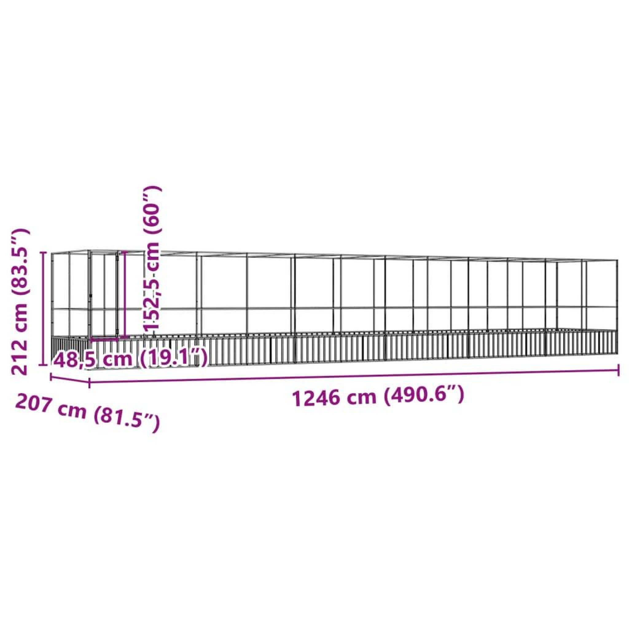 Voir la diapositive 6 : VIDAXL Voliere avec extension argente 1246x207x212 cm acier
