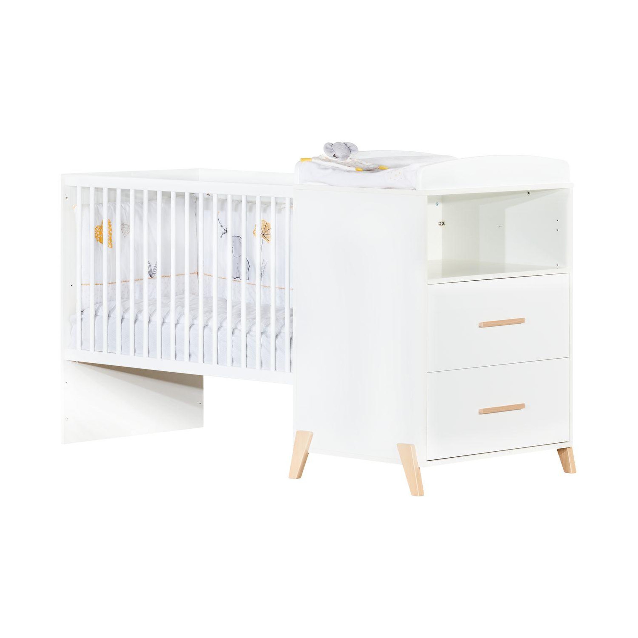 Voir la diapositive 2 : BABY PRICE  Lit bébé combiné 120x60 évolutif en 90x190cm JOY coloris naturel  