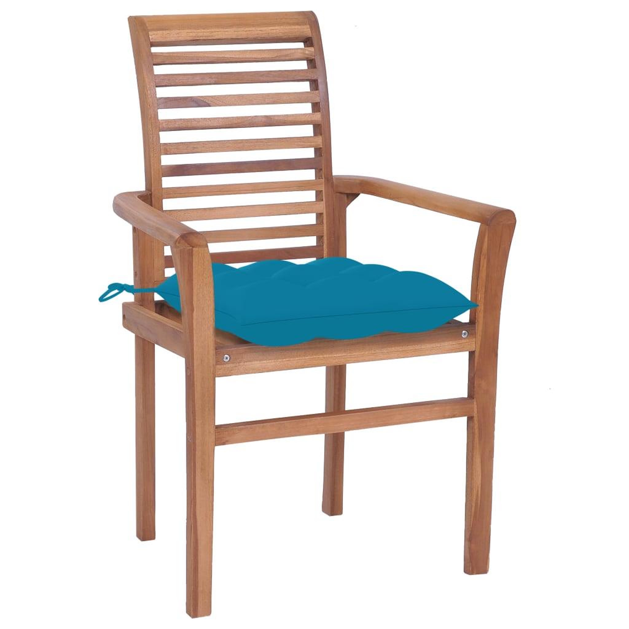 Voir la diapositive 2 : VIDAXL Chaises a manger lot de 2 avec coussins bleu clair Bois de teck