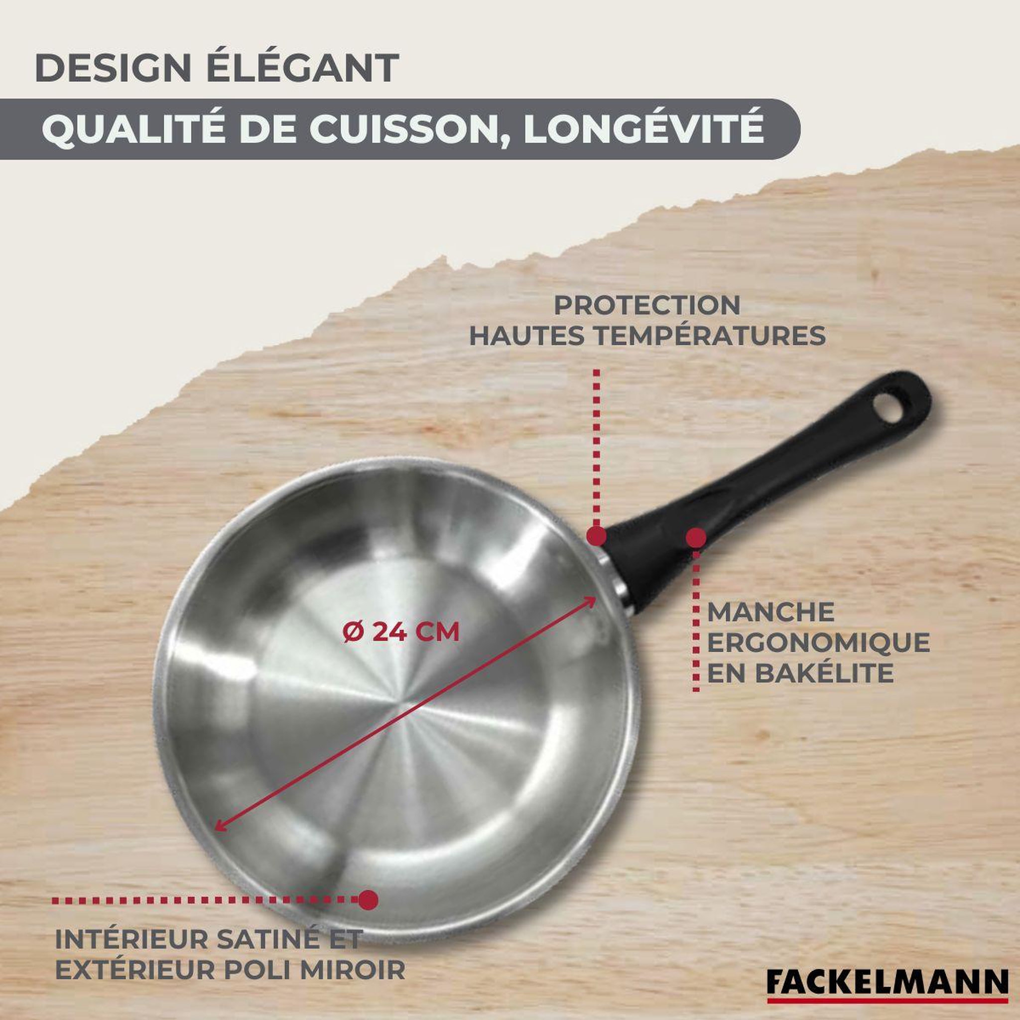Voir la diapositive 6 : Fackelmann Poêle en inox 24 cm fackelmann geneva