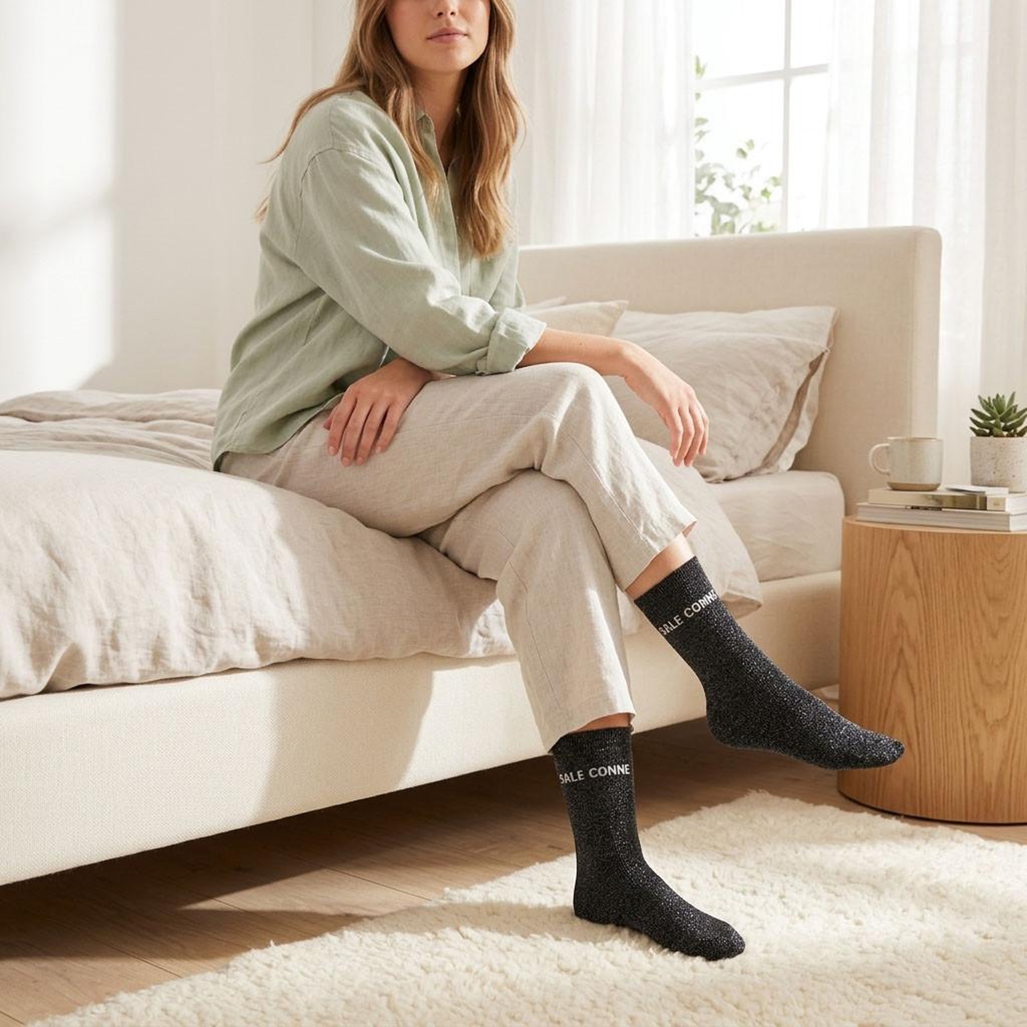 Voir la diapositive 5 : OZABI Chaussettes Femme Lurex Message Humoristique