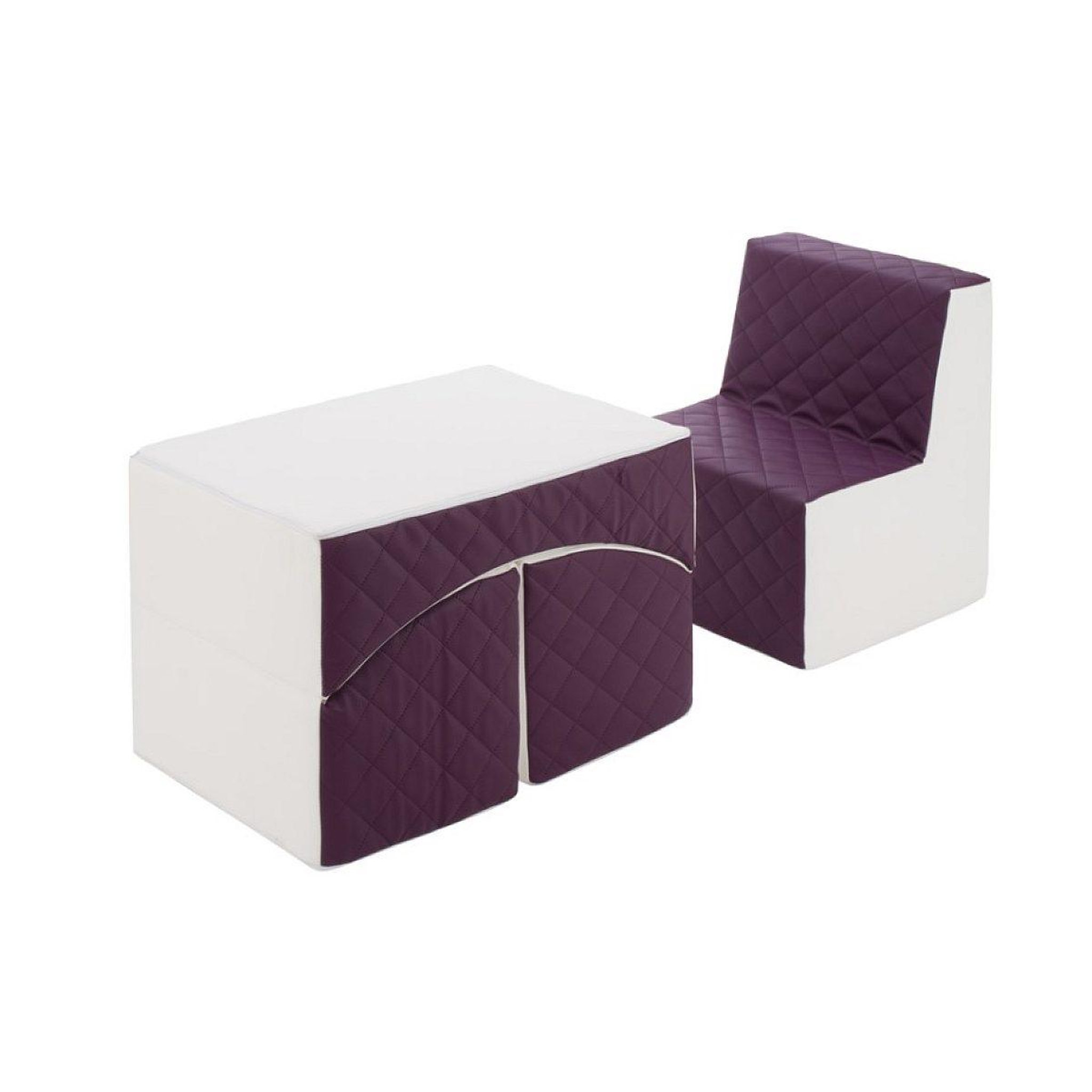 VELINDA Ensemble de meubles en mousse : chaise et fauteuil blanc violet