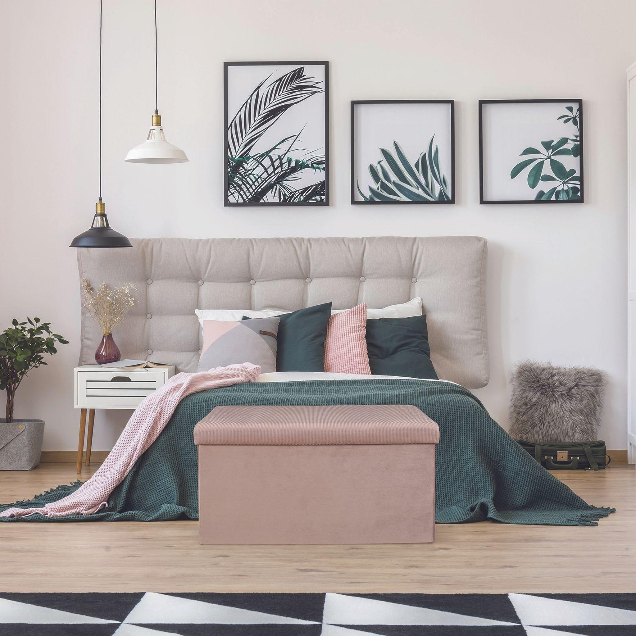 Voir la diapositive 5 : The Home Deco Factory Coffre banc pliable design velours Giulia