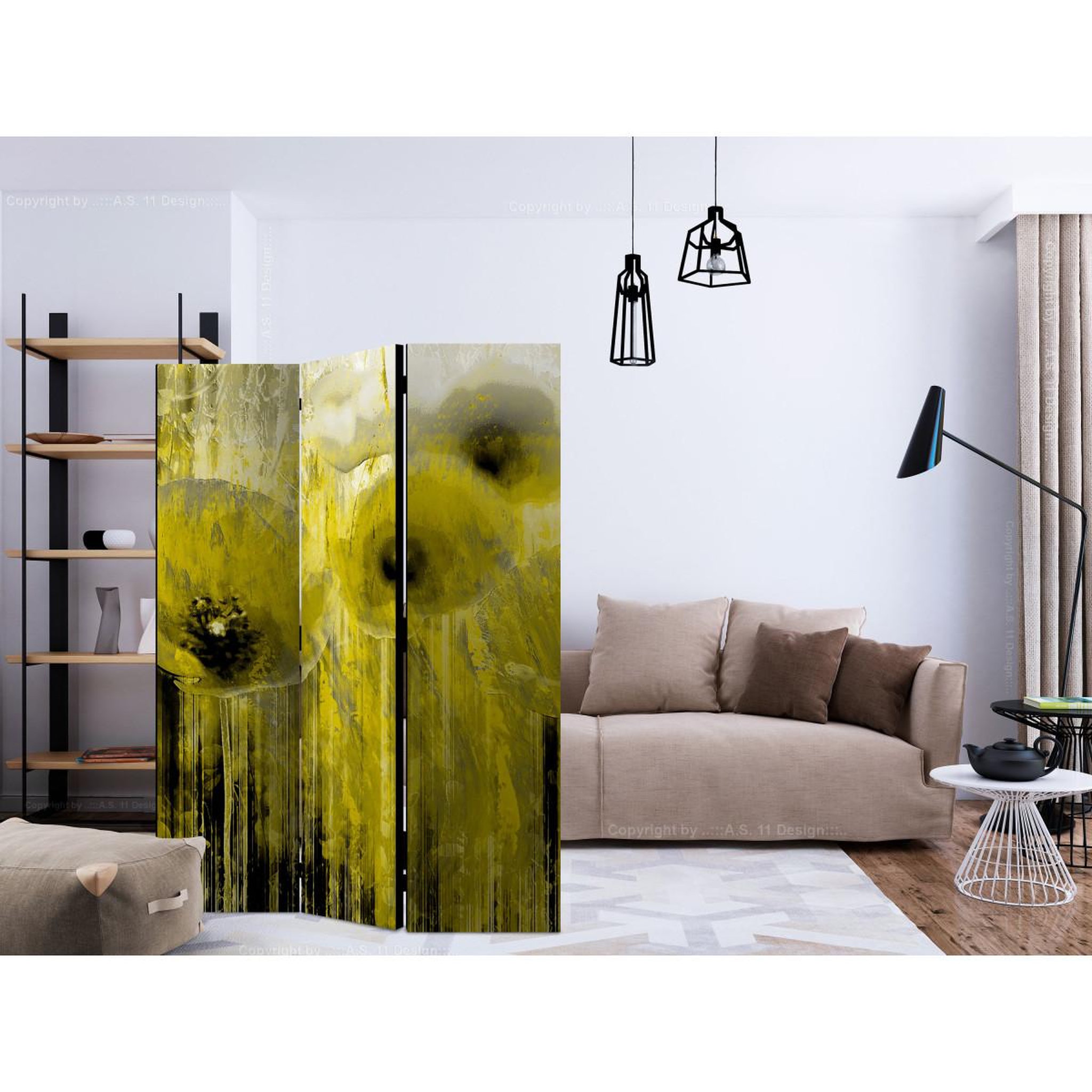 Voir la diapositive 2 : Paris Prix Paravent 3 volets  yellow madness  135x172cm