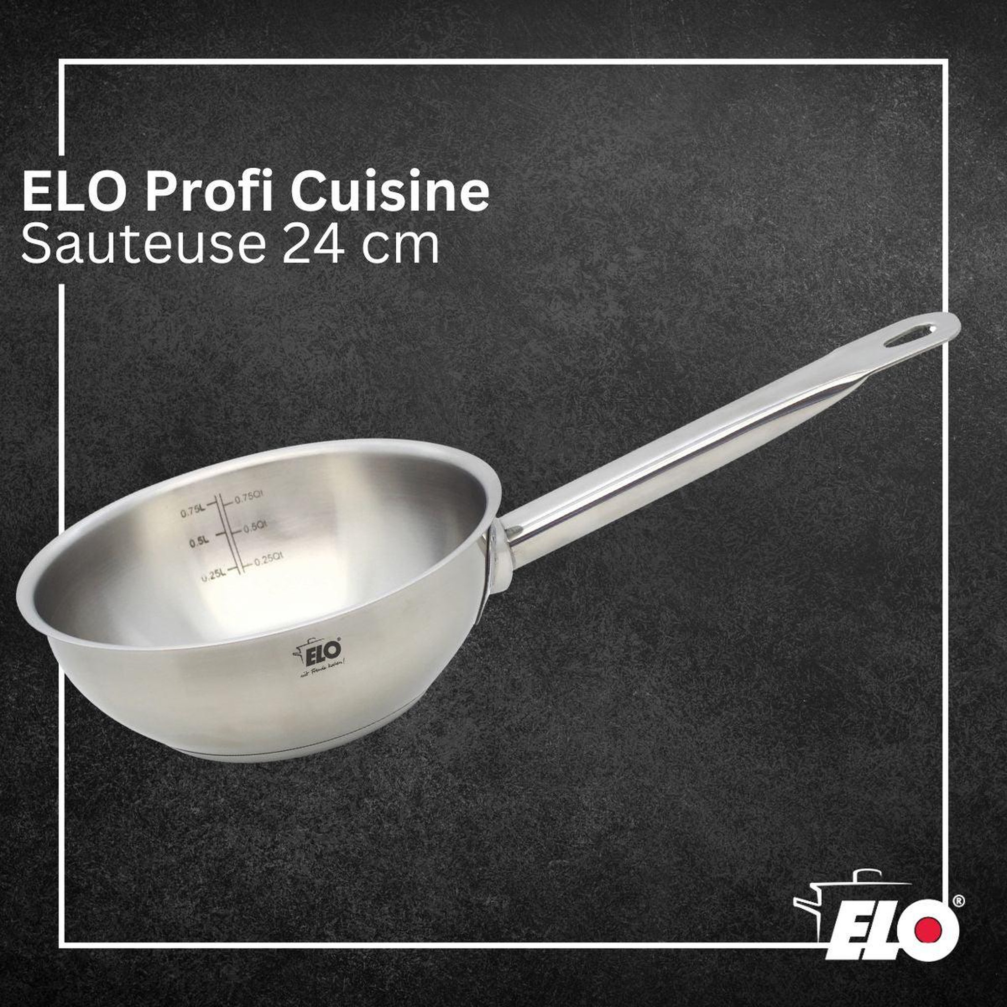 Voir la diapositive 2 : ELO Sauteuse 24 cm en acier inoxydable 18/8 elo profi cuisine