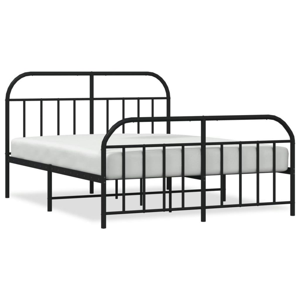 VIDAXL Cadre de lit metal sans matelas avec pied de lit noir 180x200cm