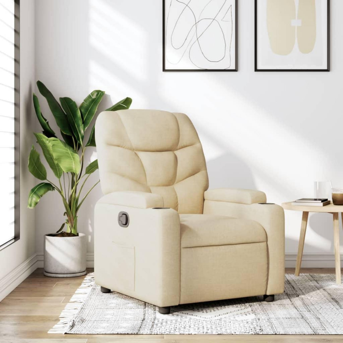 VIDAXL Fauteuil inclinable Creme Tissu