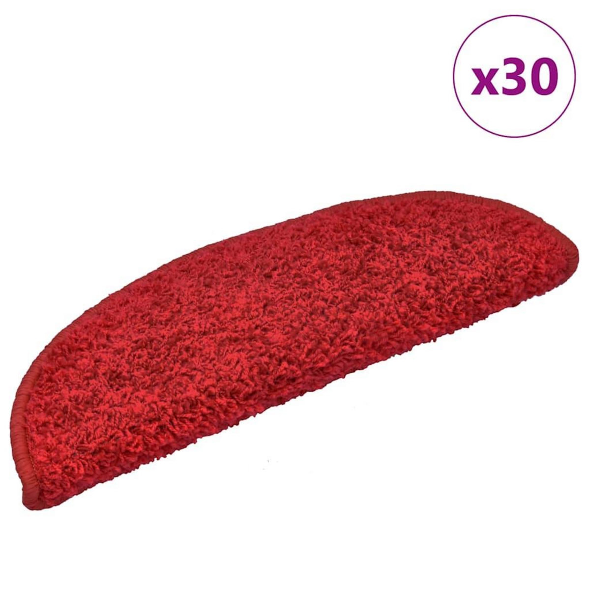 VIDAXL Tapis d'escalier 30 pcs rouge 65x21x4 cm