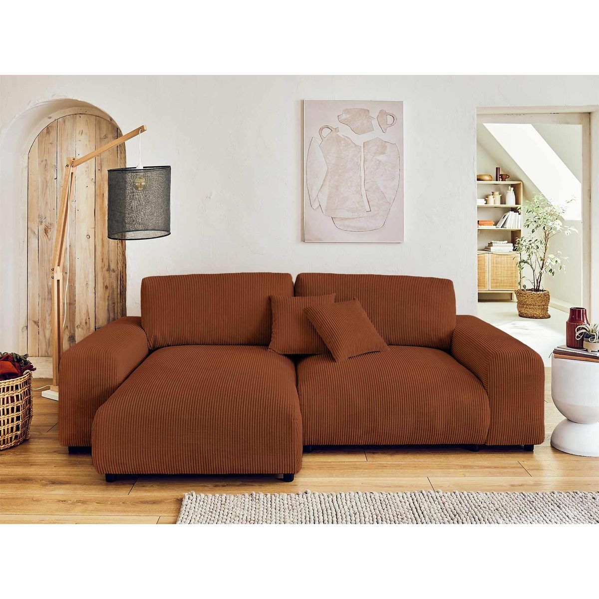 LISA DESIGN Garance - canapé d'angle réversible - 4 places - en velours côtelé