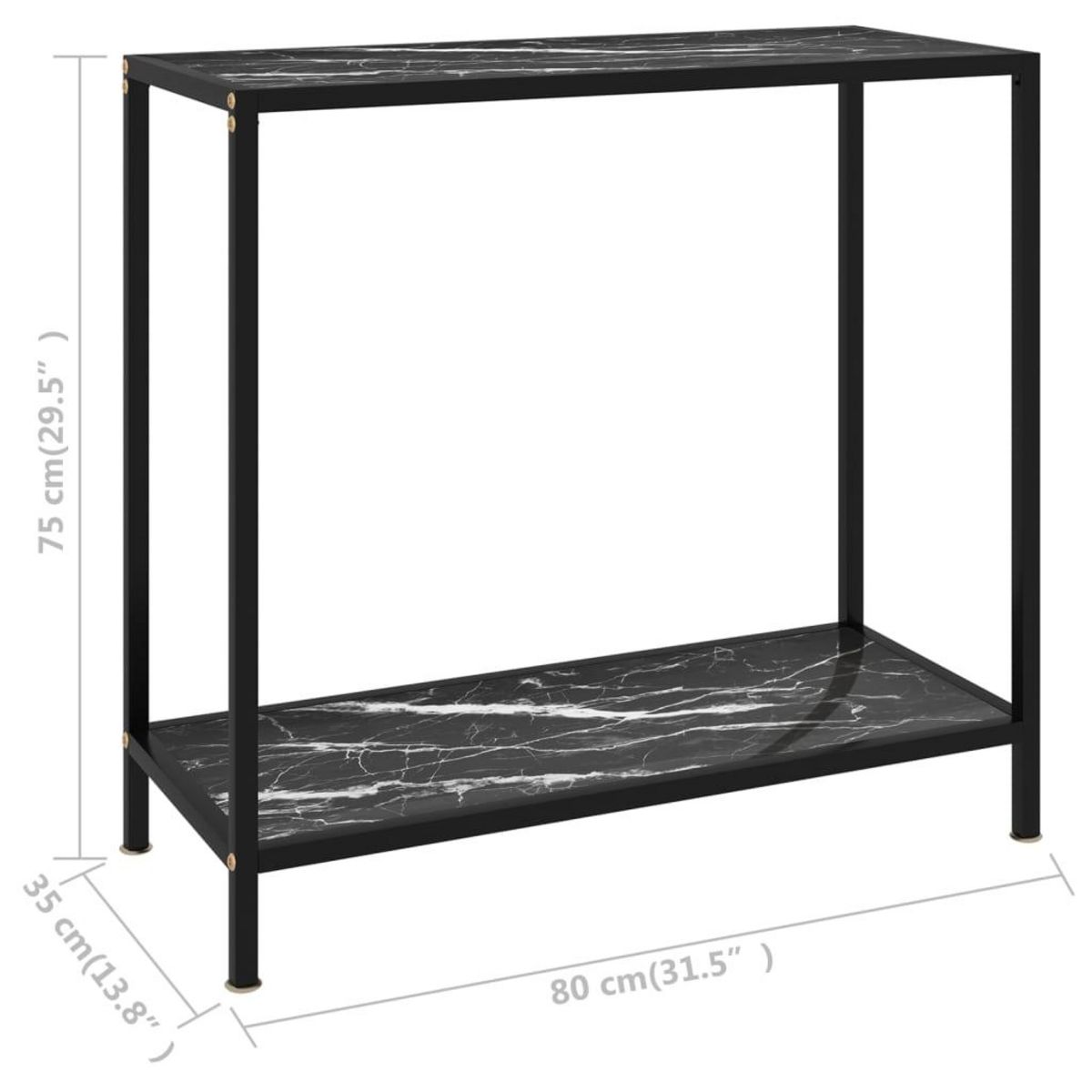 VIDAXL Table console Noir 80x35x75 cm Verre trempe