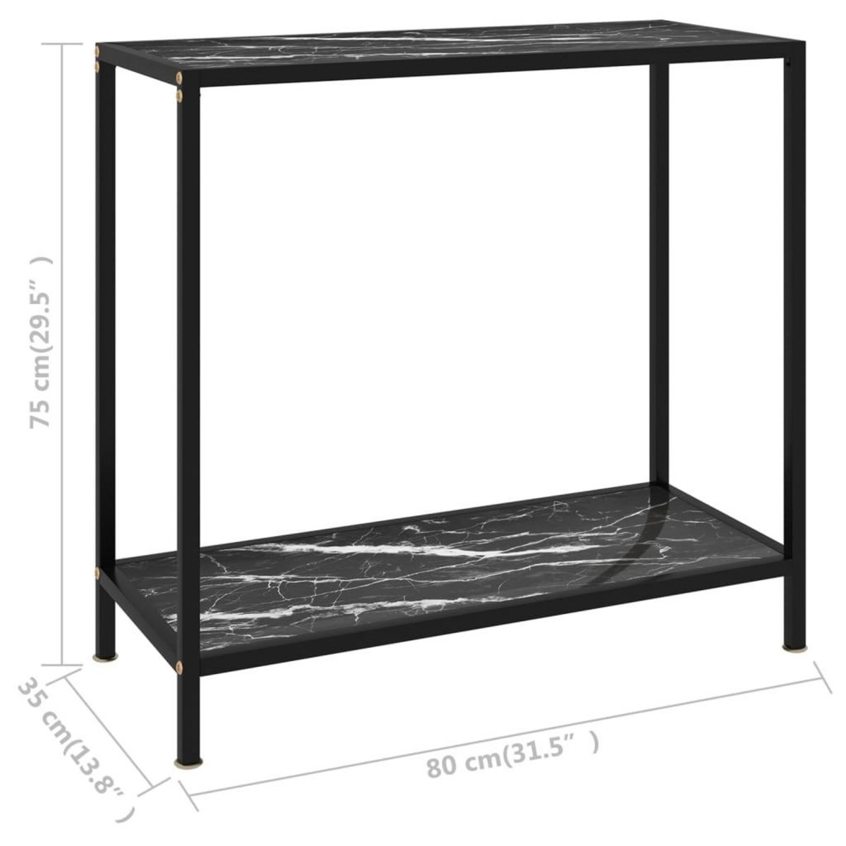 VIDAXL Table console Noir 80x35x75 cm Verre trempe