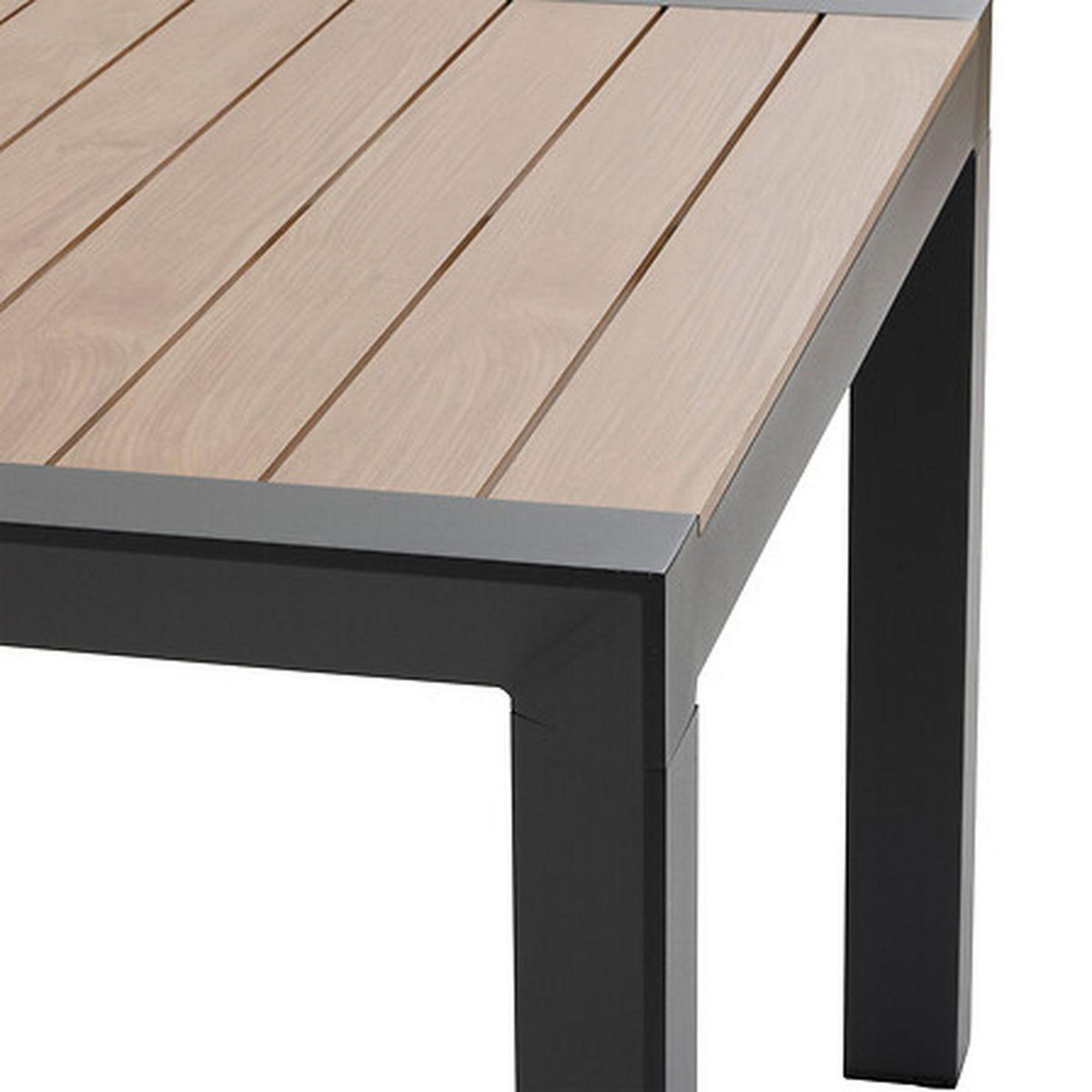 HESPERIDE Table de jardin fixe en aluminium effet bois 8 places EVASION