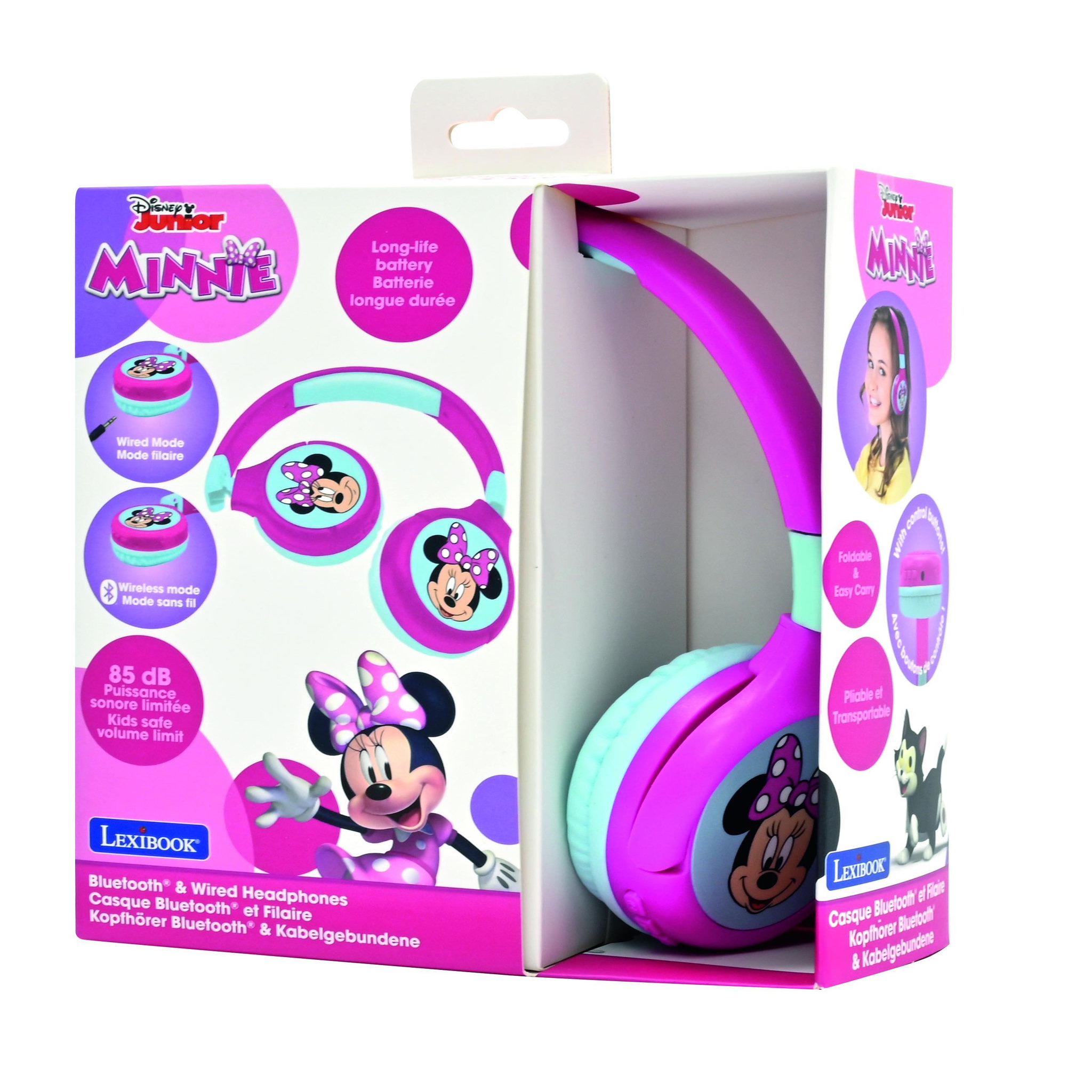 Voir la diapositive 4 : Lexibook Casque 2 en 1 Minnie Mouse Bluetooth et Filaire avec limitation de son