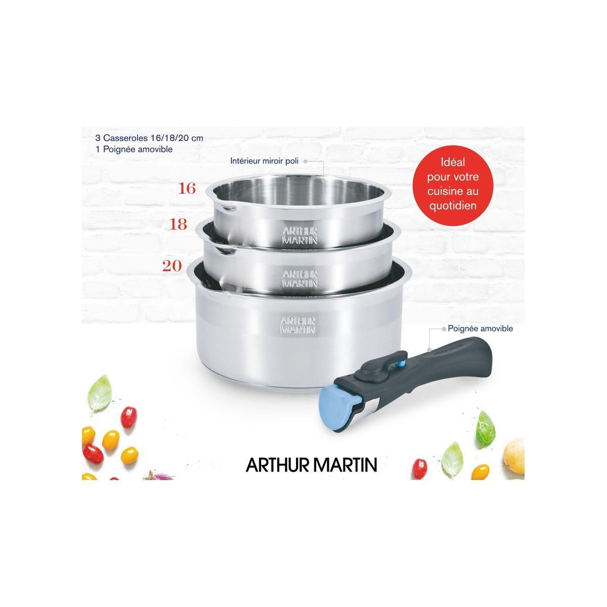 ELECTROLUX Batterie de cuisine de 3 casseroles 16-18-20 cm + poignée