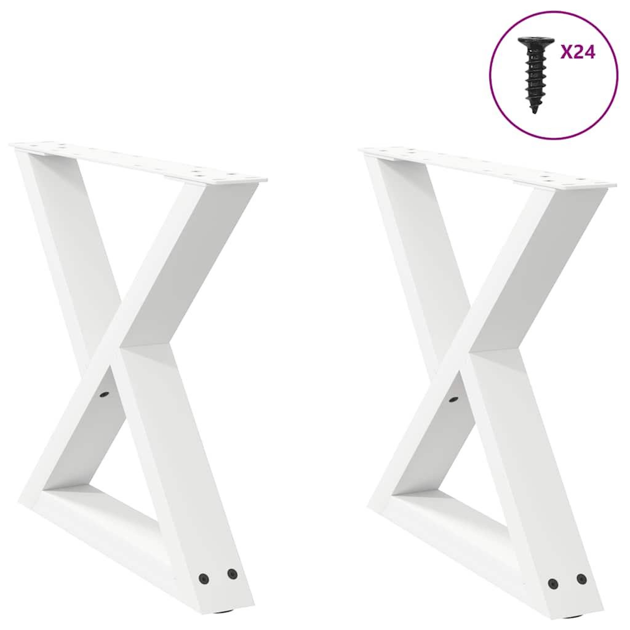 VIDAXL Pieds de table basse 2 pcs blanc 60x(42-43,3) cm acier