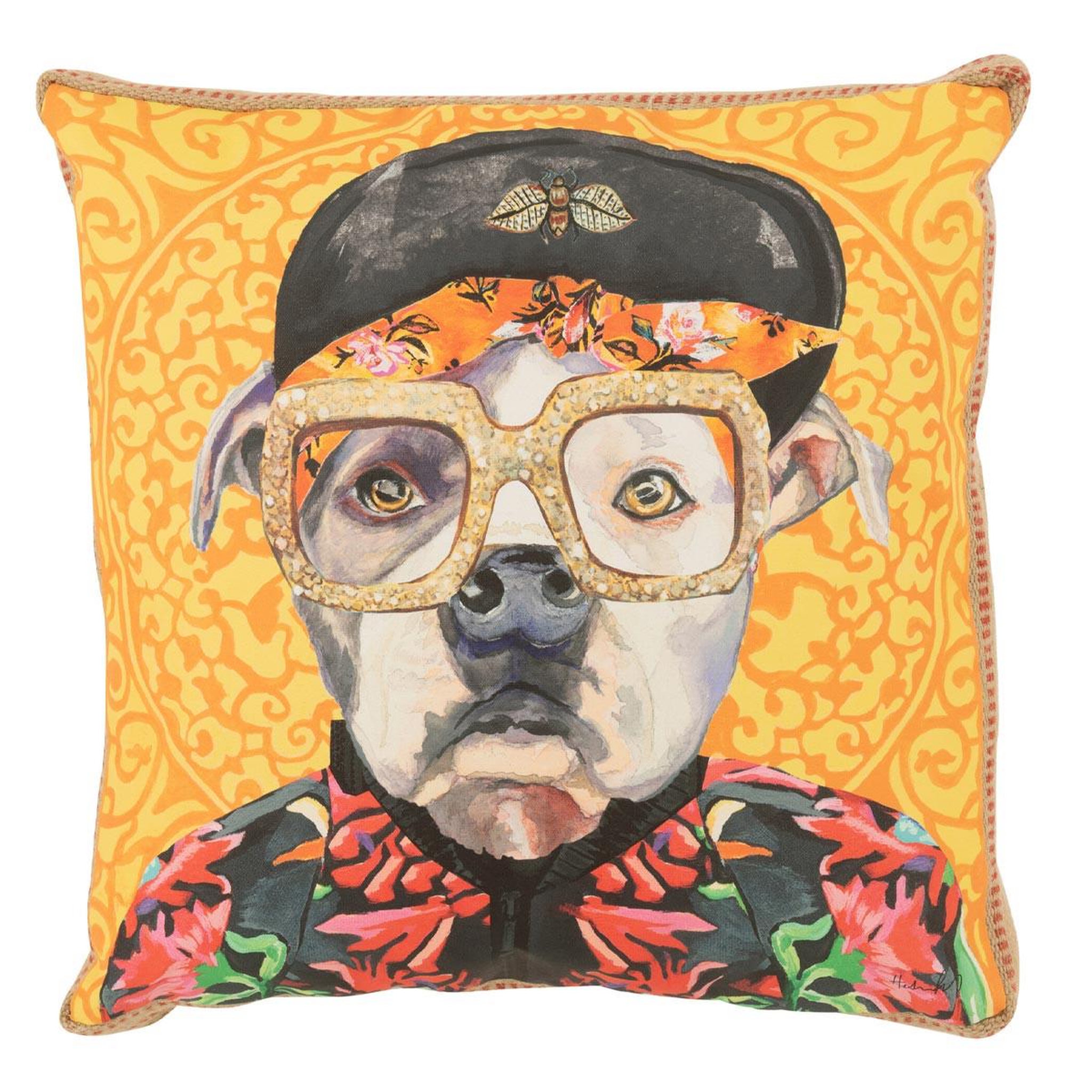 J-LINE Coussin déco chien  popart  50x50cm multicolore