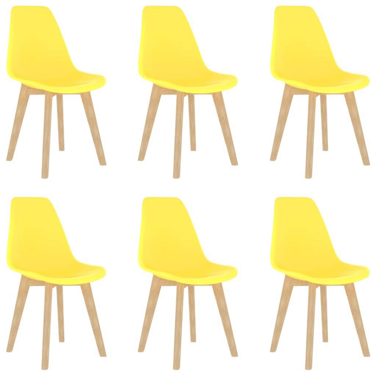 VIDAXL Chaises a manger lot de 6 jaune plastique