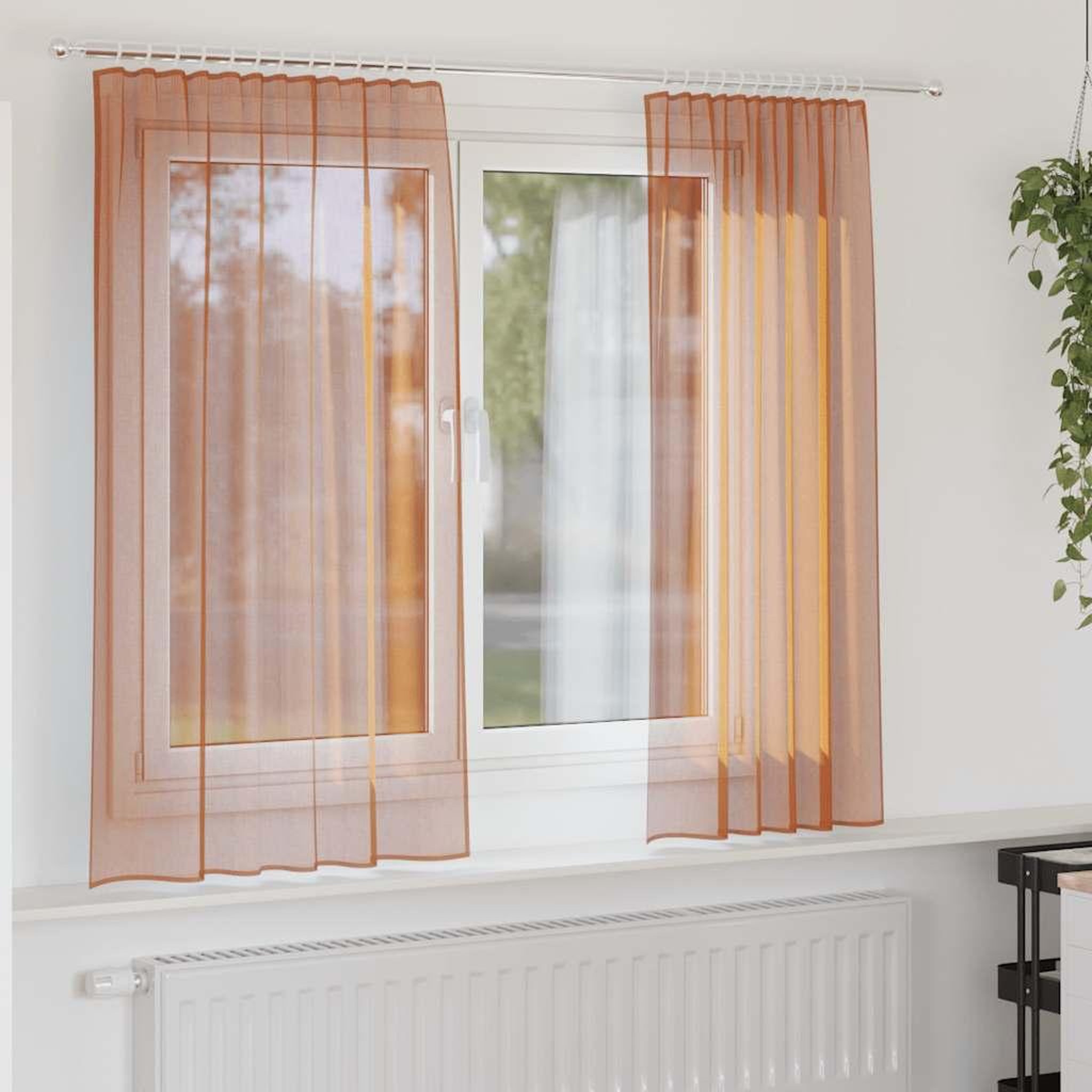 VIDAXL Rideaux en voile avec boucles 2 pcs terre cuite 140x175 cm