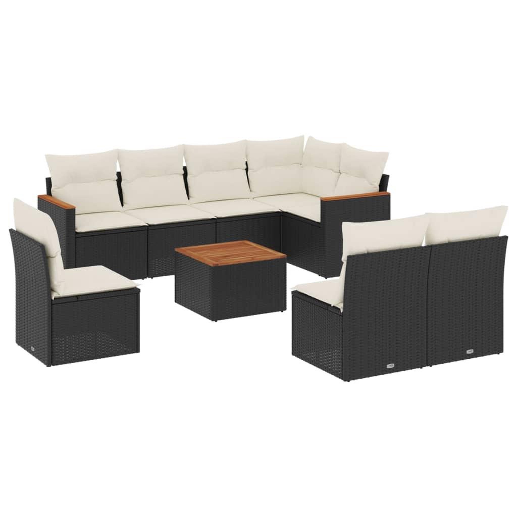Voir la diapositive 2 : VIDAXL Salon de jardin 9 pcs avec coussins noir resine tressee