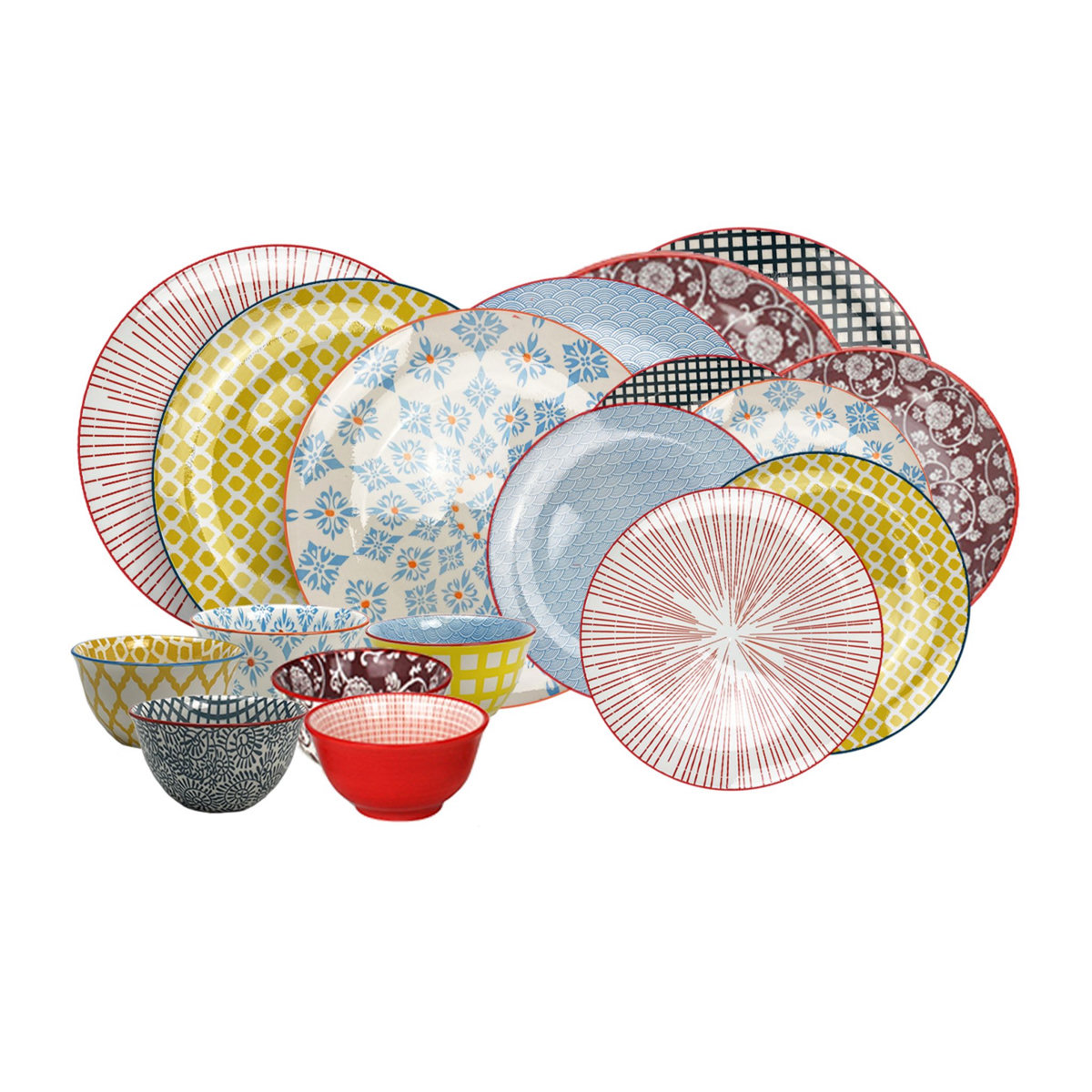 ARD TIME Service d'assiettes 18 pièces porcelaine SABAE